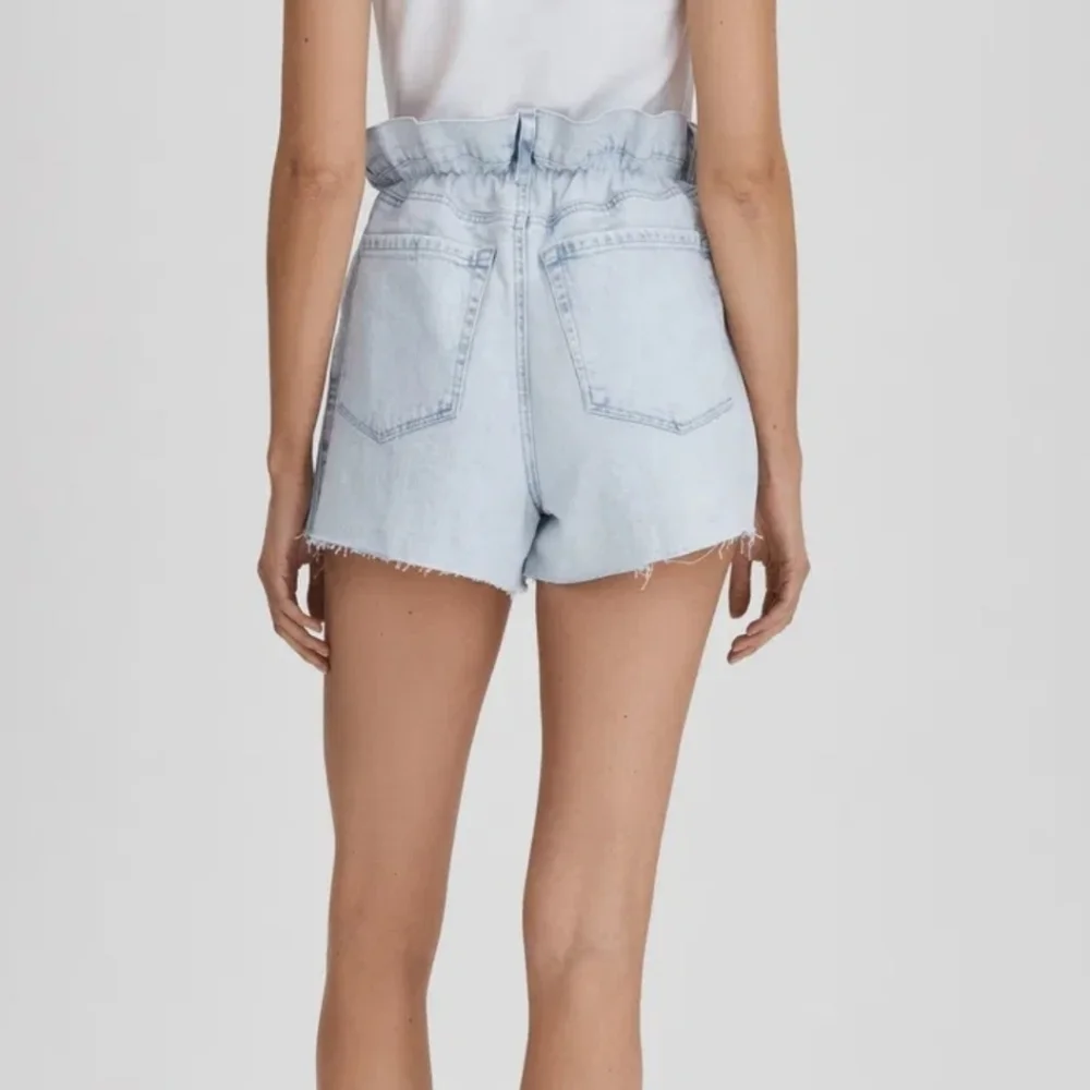 Bershka Paperbag Waist High Rise Denim Shorts, Sz 8 - Picture 3 of 6